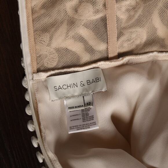 SACHIN AND BABI Giselle Ivory Strapless Ballgown Wedding Dress Size 12 - Picture 8 of 8